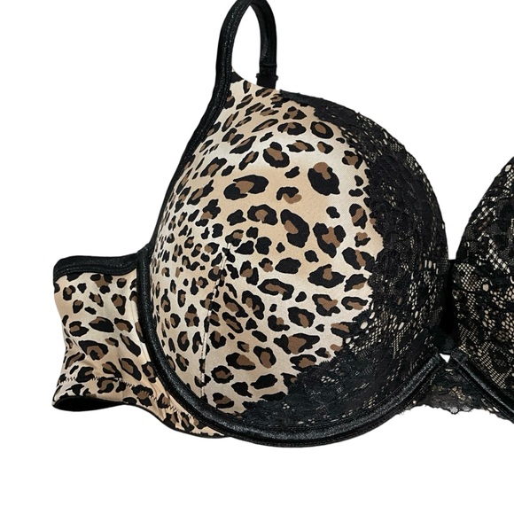 CACIQUE Smooth Boost Plunge Bra Leopard Lace Push Up Bra 42C - Picture 2 of 11